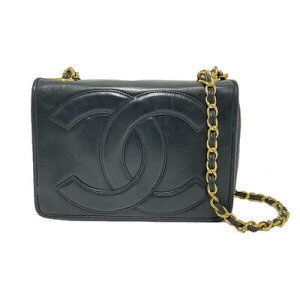 CHANEL Chain Shoulder Bag Big Coco Mark Leather Black x
